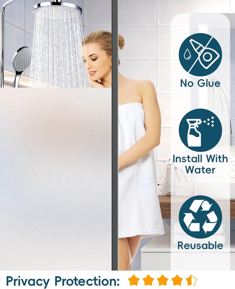Dwersty Frosted Glass Window Privacy Film Decorative with Tools, 2 Way Frosting Privacy Film for Glass Windows, Static Cling Tint for Home Anti-UV, Covering Clings 23.6" by 157.4" - Image 2